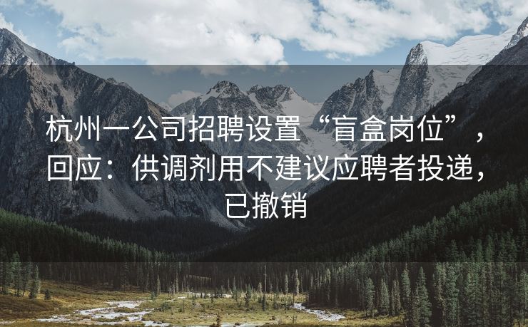 杭州一公司招聘设置“盲盒岗位”，回应：供调剂用不建议应聘者投递，已撤销