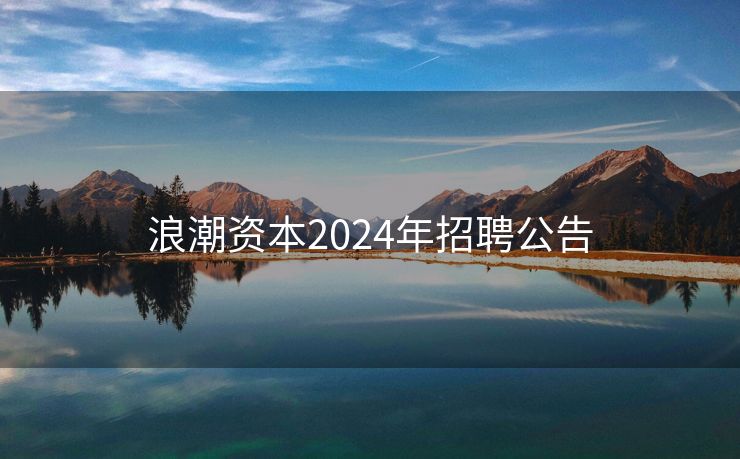 浪潮资本2024年招聘公告