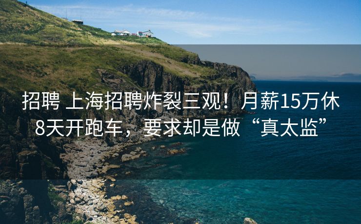 招聘 上海招聘炸裂三观！月薪15万休8天开跑车，要求却是做“真太监”
