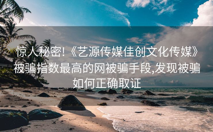 惊人秘密!《艺源传媒佳创文化传媒》被骗指数最高的网被骗手段,发现被骗如何正确取证