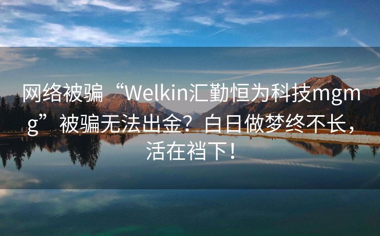 网络被骗“Welkin汇勤恒为科技mgmg”被骗无法出金？白日做梦终不长，活在裆下！