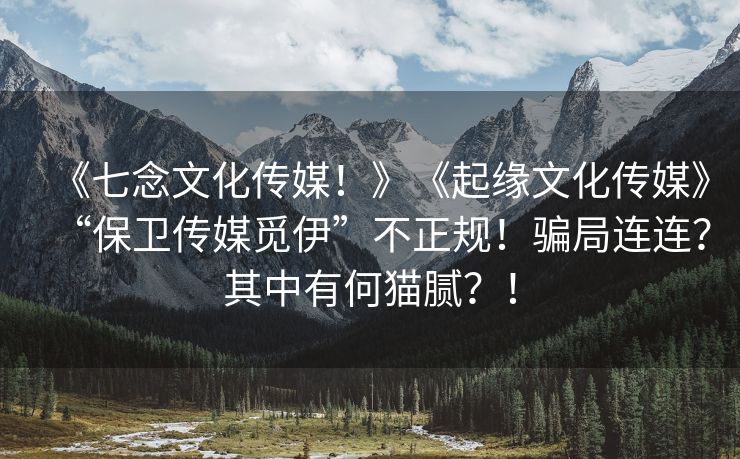 《七念文化传媒！》《起缘文化传媒》“保卫传媒觅伊”不正规！骗局连连？其中有何猫腻？！