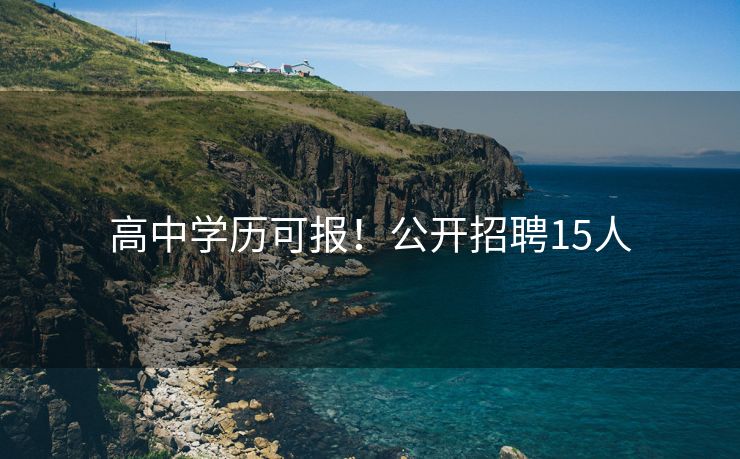 高中学历可报！公开招聘15人