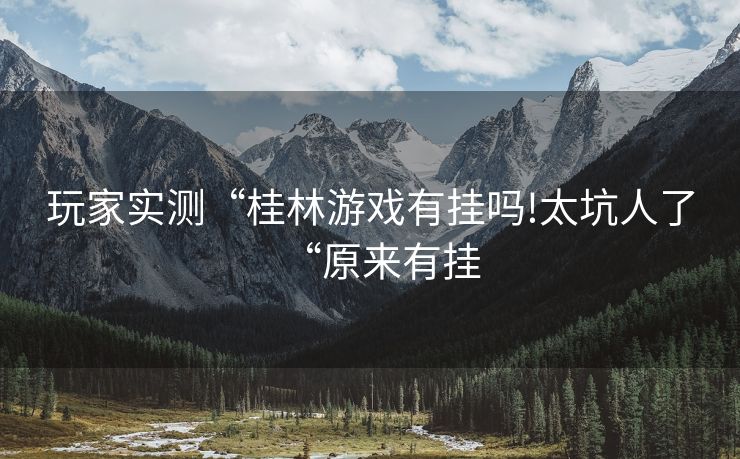 玩家实测“桂林游戏有挂吗!太坑人了“原来有挂