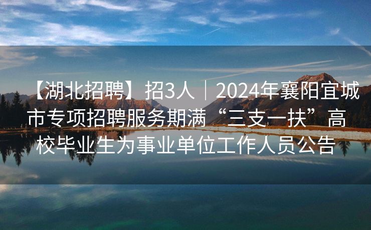 【湖北招聘】招3人｜2024年襄阳宜城市专项招聘服务期满“三支一扶”高校毕业生为事业单位工作人员公告