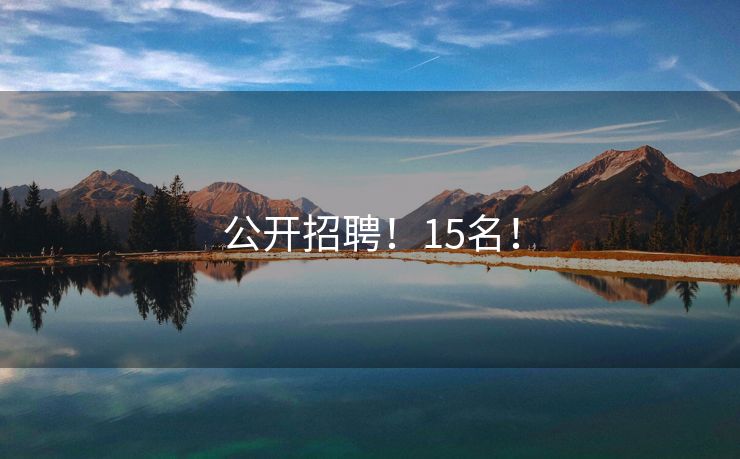 公开招聘！15名！