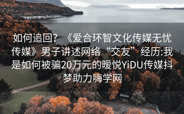 如何追回？《爱合环智文化传媒无忧传媒》男子讲述网络“交友”经历:我是如何被骗20万元的暧悦YiDU传媒抖梦助力嗨学网