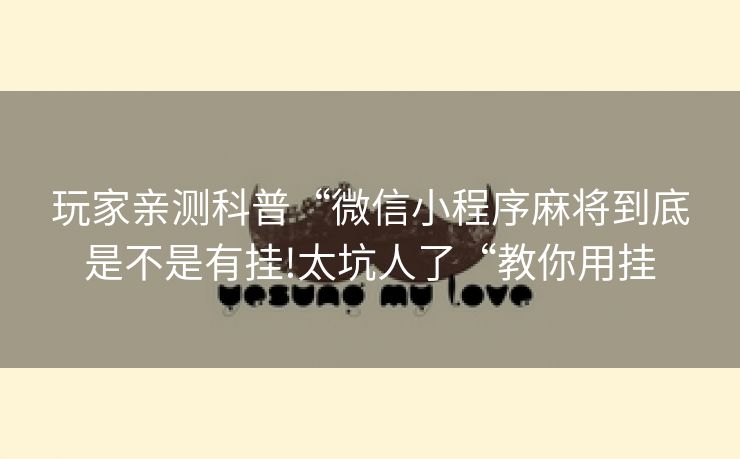 玩家亲测科普“微信小程序麻将到底是不是有挂!太坑人了“教你用挂