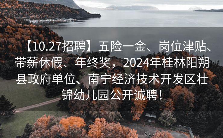 【10.27招聘】五险一金、岗位津贴、带薪休假、年终奖，2024年桂林阳朔县政府单位、南宁经济技术开发区壮锦幼儿园公开诚聘！
