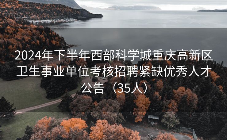 2024年下半年西部科学城重庆高新区卫生事业单位考核招聘紧缺优秀人才公告（35人）