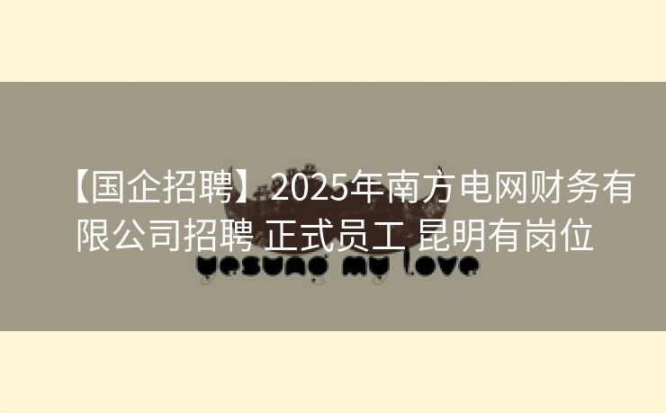 【国企招聘】2025年南方电网财务有限公司招聘 正式员工 昆明有岗位