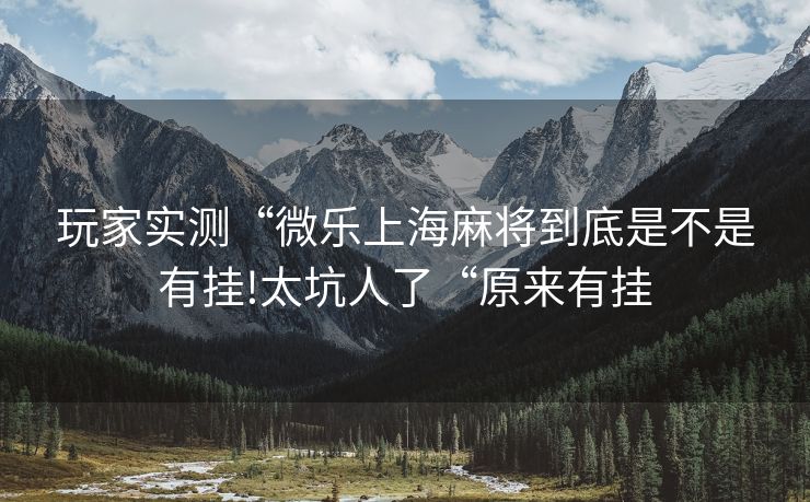 玩家实测“微乐上海麻将到底是不是有挂!太坑人了“原来有挂
