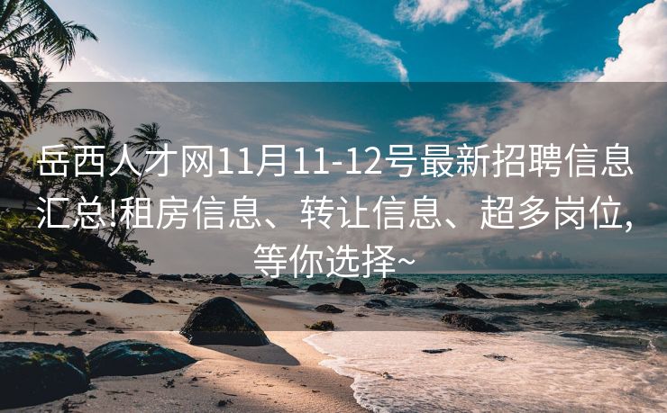 岳西人才网11月11-12号最新招聘信息汇总!租房信息、转让信息、超多岗位,等你选择~