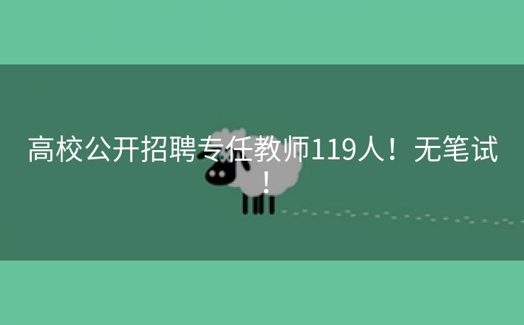 高校公开招聘专任教师119人！无笔试！