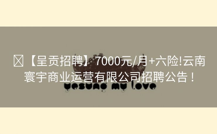 ​【呈贡招聘】7000元/月+六险!云南寰宇商业运营有限公司招聘公告 !