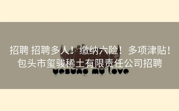 招聘 招聘多人！缴纳六险！多项津贴！包头市玺骏稀土有限责任公司招聘