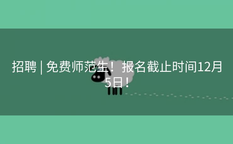 招聘 | 免费师范生！报名截止时间12月5日！