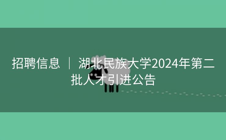 招聘信息 ｜ 湖北民族大学2024年第二批人才引进公告