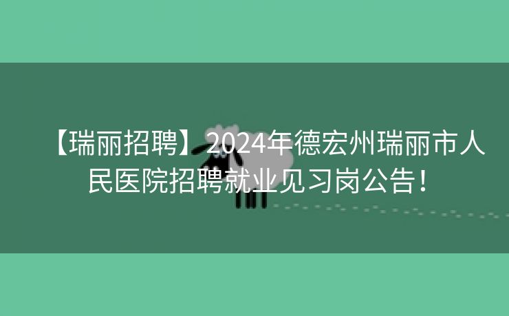 【瑞丽招聘】2024年德宏州瑞丽市人民医院招聘就业见习岗公告！