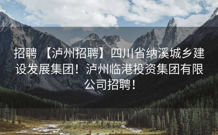 招聘 【泸州招聘】四川省纳溪城乡建设发展集团！泸州临港投资集团有限公司招聘！
