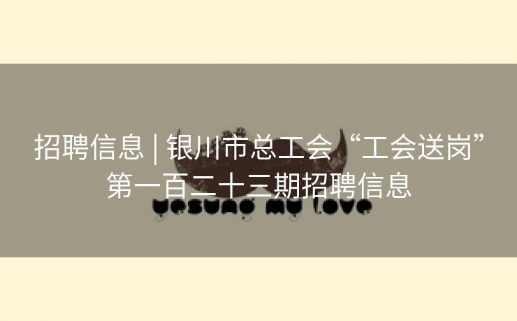 招聘信息 | 银川市总工会“工会送岗”第一百二十三期招聘信息