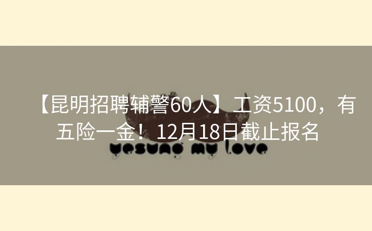 【昆明招聘辅警60人】工资5100，有五险一金！12月18日截止报名