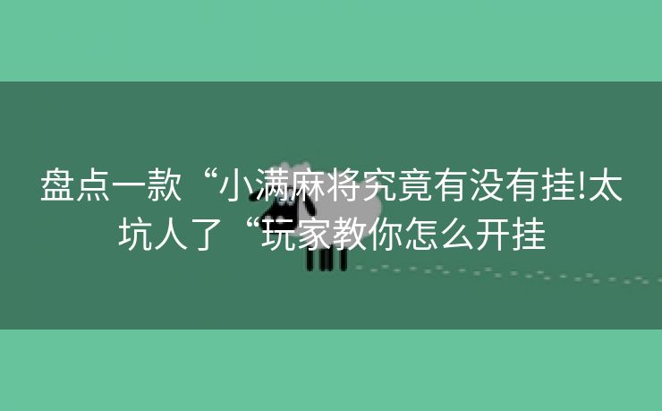 盘点一款“小满麻将究竟有没有挂!太坑人了“玩家教你怎么开挂