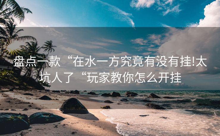 盘点一款“在水一方究竟有没有挂!太坑人了“玩家教你怎么开挂