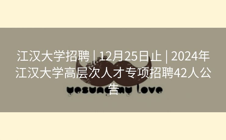 江汉大学招聘 | 12月25日止 | 2024年江汉大学高层次人才专项招聘42人公告