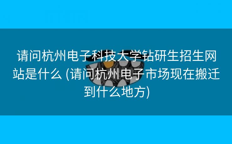 请问杭州电子科技大学钻研生招生网站是什么 (请问杭州电子市场现在搬迁到什么地方)
