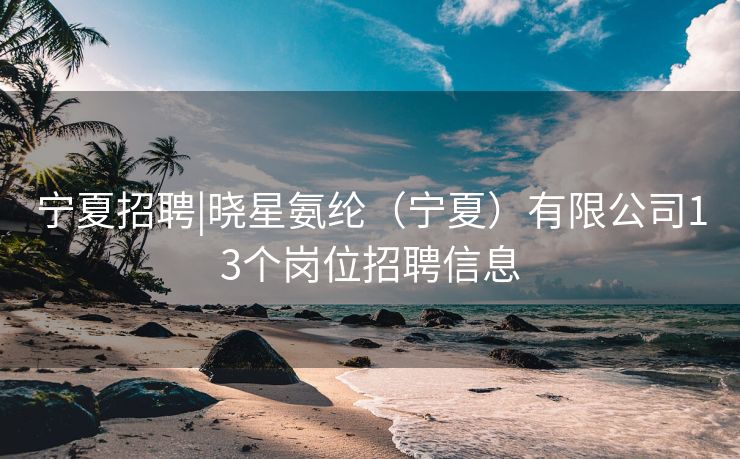 宁夏招聘|晓星氨纶（宁夏）有限公司13个岗位招聘信息