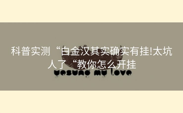 科普实测“白金汉其实确实有挂!太坑人了“教你怎么开挂