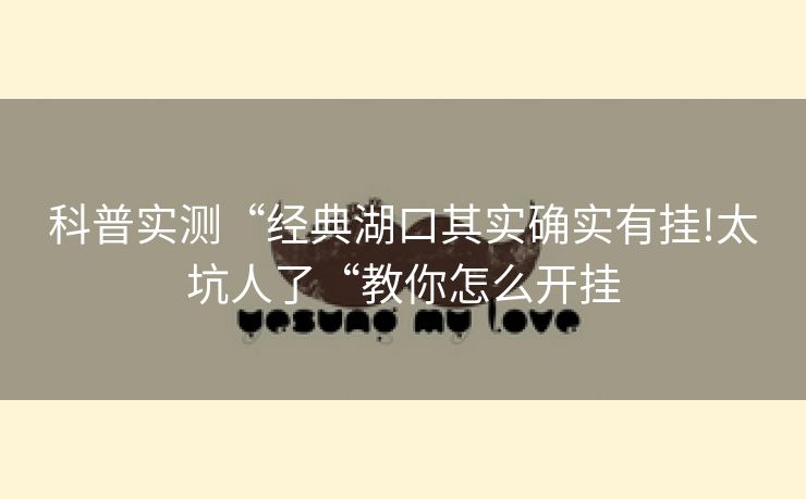 科普实测“经典湖口其实确实有挂!太坑人了“教你怎么开挂