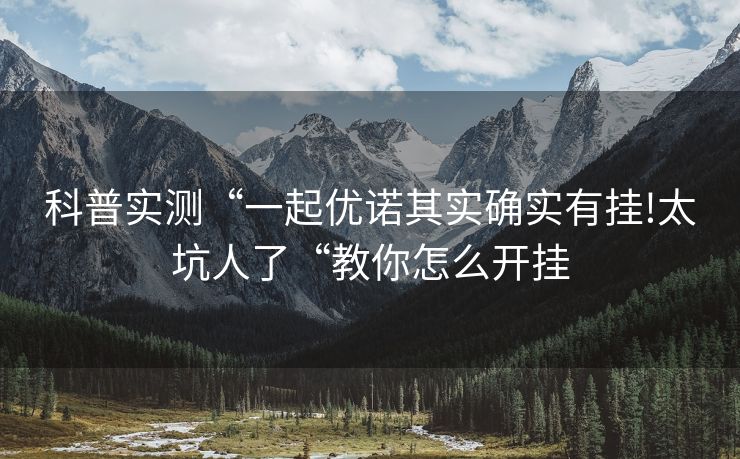 科普实测“一起优诺其实确实有挂!太坑人了“教你怎么开挂