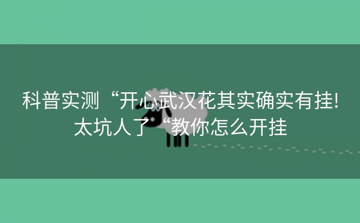 科普实测“开心武汉花其实确实有挂!太坑人了“教你怎么开挂