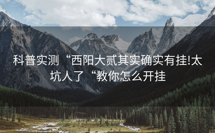科普实测“西阳大贰其实确实有挂!太坑人了“教你怎么开挂