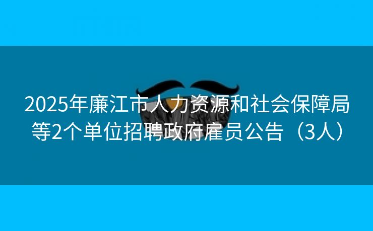 2025年廉江市人力资源和社会保障局等2个单位招聘政府雇员公告（3人）