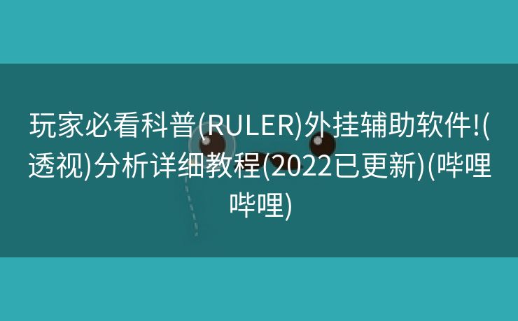 玩家必看科普(RULER)外挂辅助软件!(透视)分析详细教程(2022已更新)(哔哩哔哩)