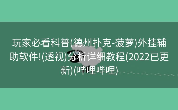 玩家必看科普(德州扑克-菠萝)外挂辅助软件!(透视)分析详细教程(2022已更新)(哔哩哔哩)