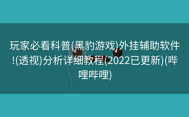 玩家必看科普(黑豹游戏)外挂辅助软件!(透视)分析详细教程(2022已更新)(哔哩哔哩)