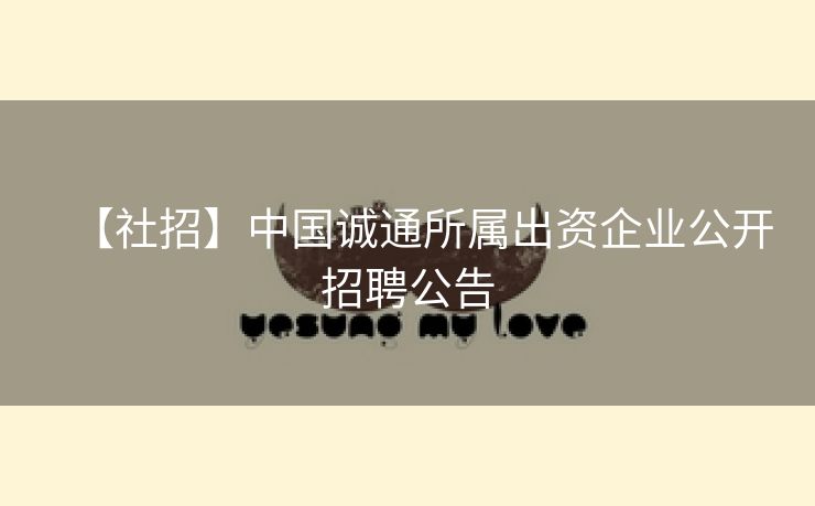 【社招】中国诚通所属出资企业公开招聘公告