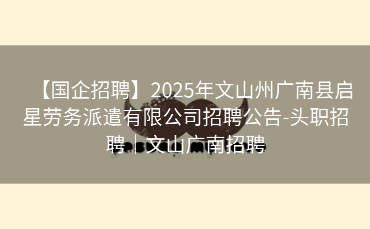 【国企招聘】2025年文山州广南县启星劳务派遣有限公司招聘公告-头职招聘｜文山广南招聘