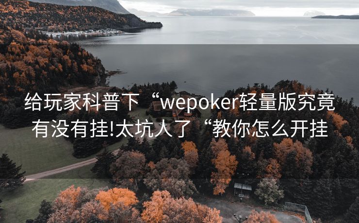 给玩家科普下“wepoker轻量版究竟有没有挂!太坑人了“教你怎么开挂