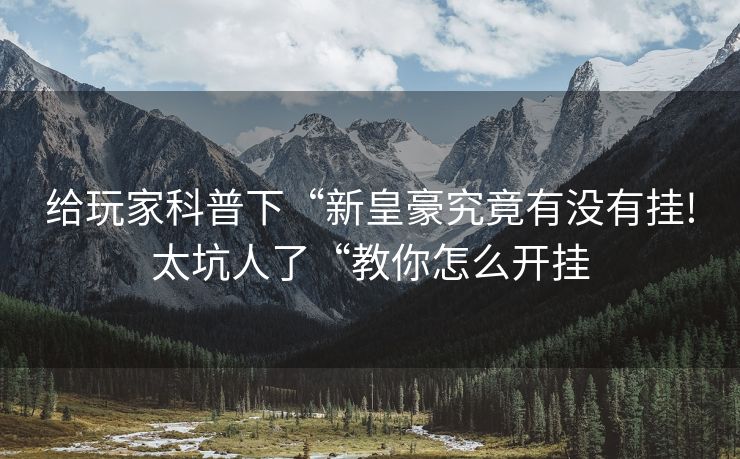 给玩家科普下“新皇豪究竟有没有挂!太坑人了“教你怎么开挂