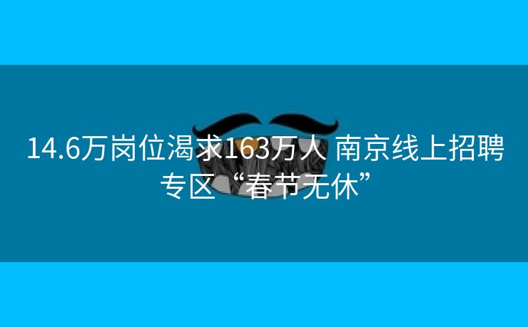 14.6万岗位渴求163万人 南京线上招聘专区“春节无休”