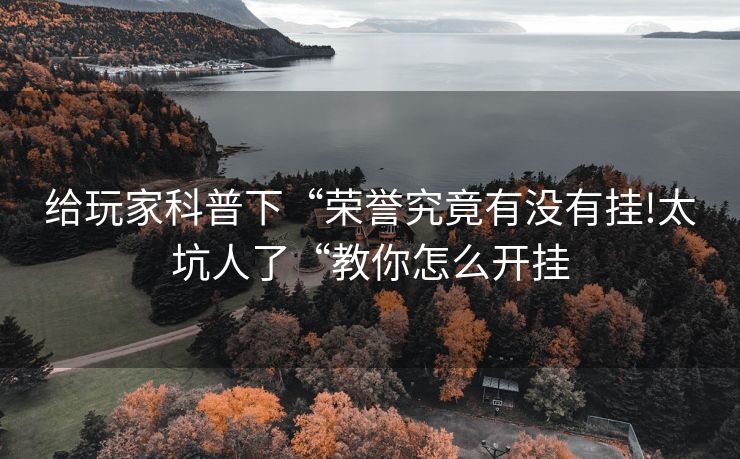 给玩家科普下“荣誉究竟有没有挂!太坑人了“教你怎么开挂