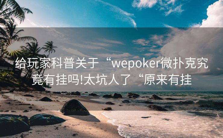 给玩家科普关于“wepoker微扑克究竟有挂吗!太坑人了“原来有挂