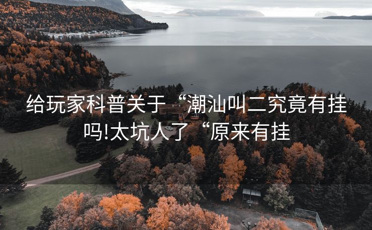 给玩家科普关于“潮汕叫二究竟有挂吗!太坑人了“原来有挂