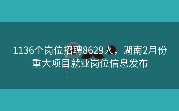 1136个岗位招聘8629人，湖南2月份重大项目就业岗位信息发布