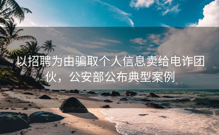 以招聘为由骗取个人信息卖给电诈团伙，公安部公布典型案例